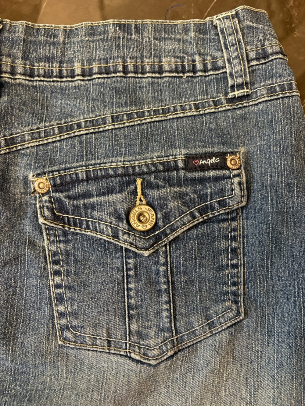 Vintage Y2K Angels Jeans Low Rise Denim Mini Skirt Cargo Flap Pockets Size 5 - Picture 9 of 9